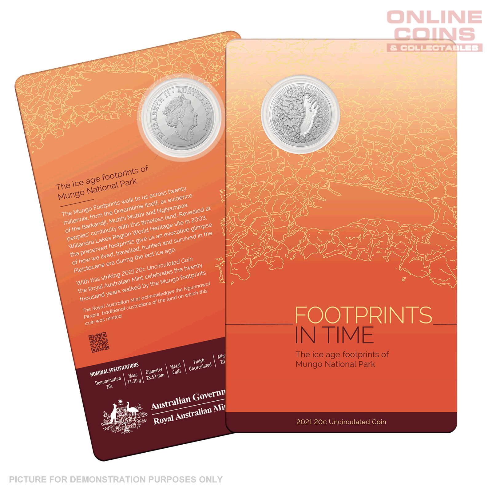 2021 20c CuNi Uncirculated Carded Coin - Footprints In Time
